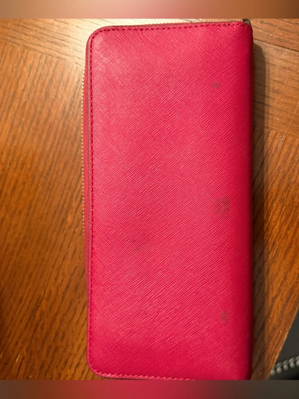 Michael Kors Bright Pink Zip Wallet with Gold Logo